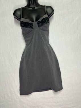 Fredericks of Hollywood Gray Lace Bustier Dress Bodycon Mini 6 Sleek Slimming